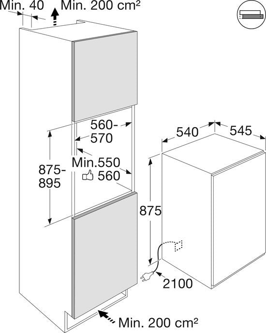 ETNA inbouw koelkast KKS5088 - met sleepdeur 