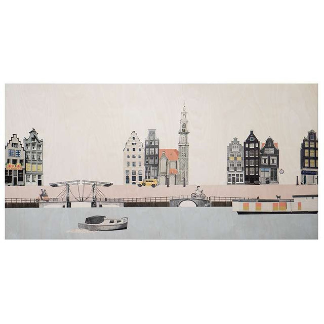 Struinen door Amsterdam Wandpaneel - 110x55cm