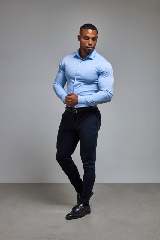 Tailored Athlete overhemd licht blauw - maat M