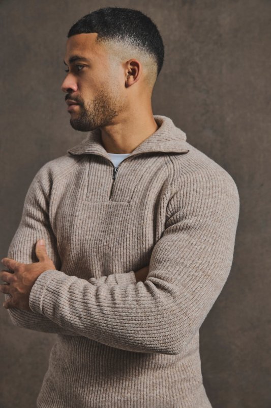Tailored Athlete Fisherman Sweater Neutral rib - maat M