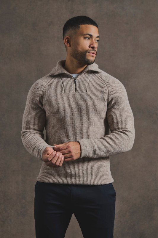 Tailored Athlete Fisherman Sweater Neutral rib - maat M