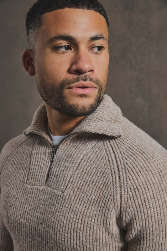 Tailored Athlete Fisherman Sweater Neutral rib - maat M
