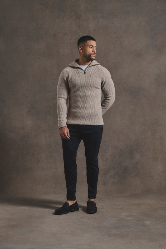 Tailored Athlete Fisherman Sweater Neutral rib - maat M