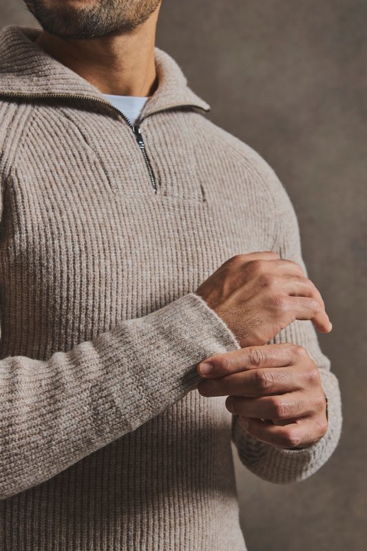 Tailored Athlete Fisherman Sweater Neutral rib - maat M