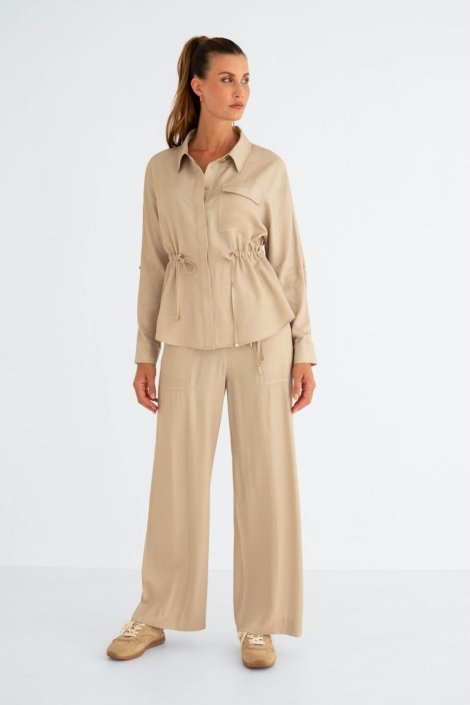 Sans - Zizo beige/sand dames blouse - Maat 38