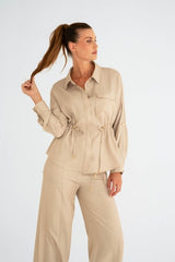 Sans - Zizo beige/sand dames blouse - Maat 38