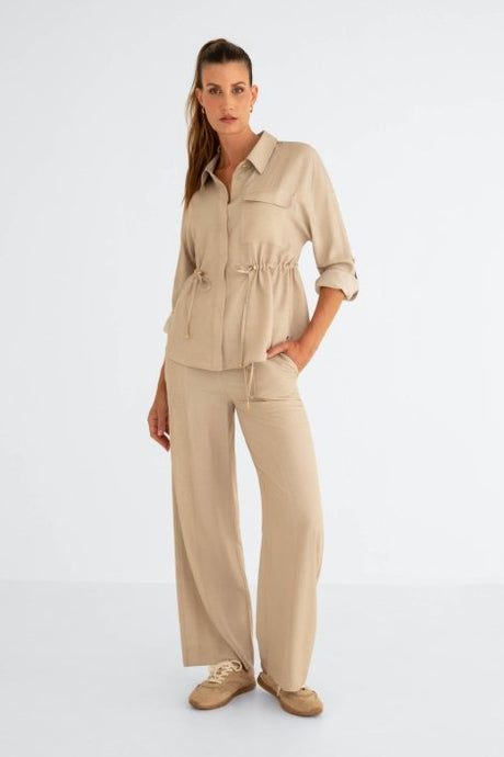Sans - Zizo beige/sand dames blouse - Maat 38