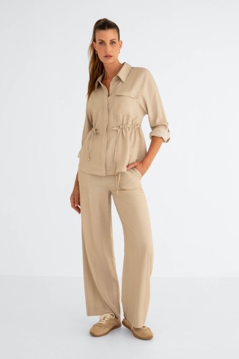 Sans - Zizo beige/sand dames blouse - Maat 44