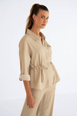 Sans - Zizo beige/sand dames blouse - Maat 46