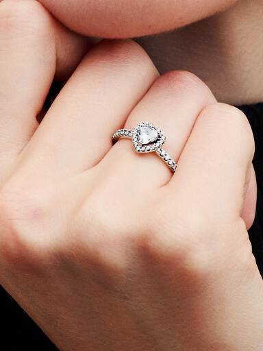 Pandora Verhoogd Hart Ring zilver - maat 50