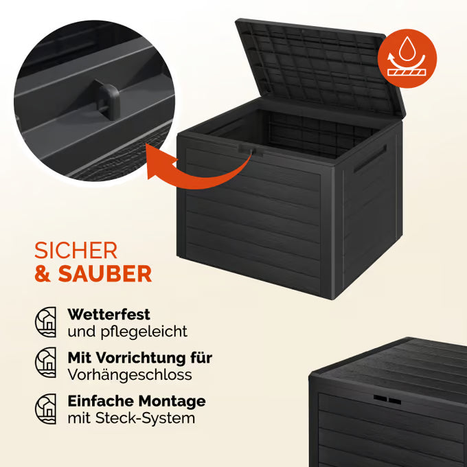 Casaria - Kussenbox Lille Antraciet 190L - houtlook