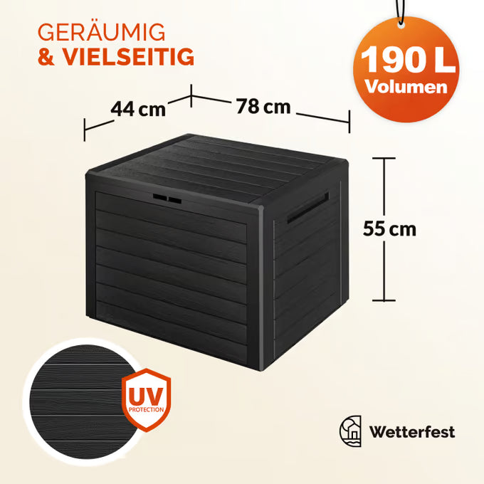 Casaria - Kussenbox Lille Antraciet 190L - houtlook