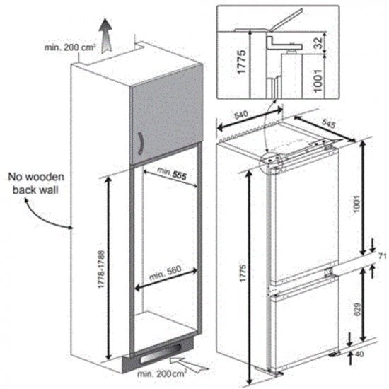 Beko inbouw koelkast BCHA275K4SN - 178 cm met Sleepdeur