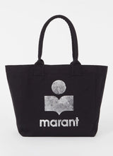 Isabel Marant Yenky Small shopper met logo in glanzend zilver kleur