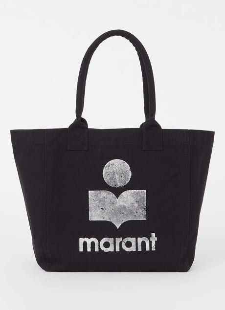 Isabel Marant Yenky Small shopper met logo in glanzend zilver kleur