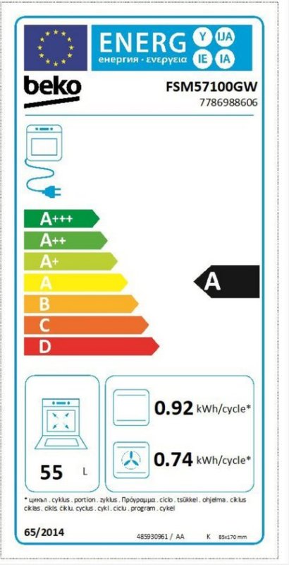 Beko keramisch fornuis FSM57100GW - 50 cm