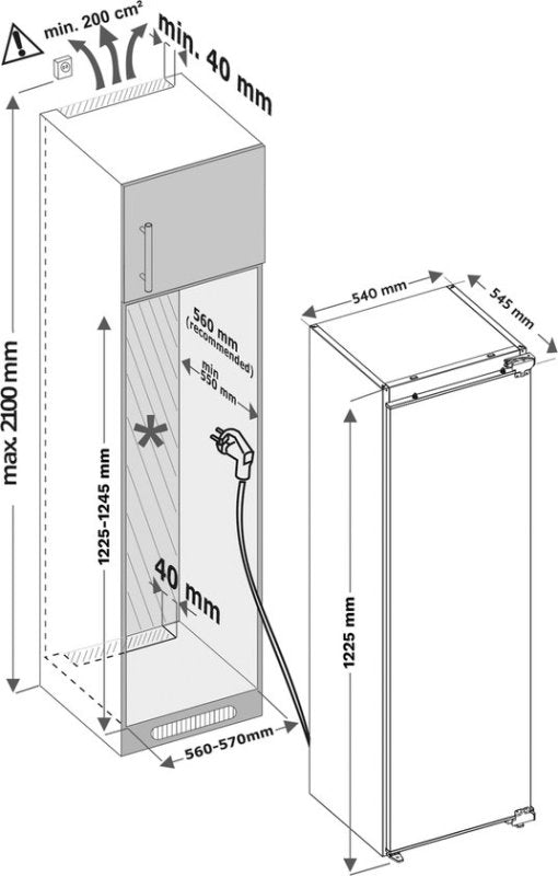 Inventum inbouw koelkast IKK1222D - Nis 122 cm 