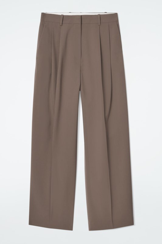 COS dames pantalon wide leg - Taupe - Maat 40
