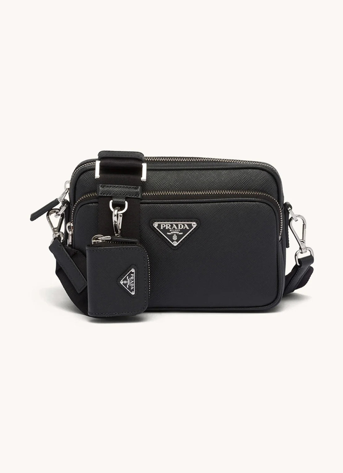Prada Schoudertas van leer - Zwart
