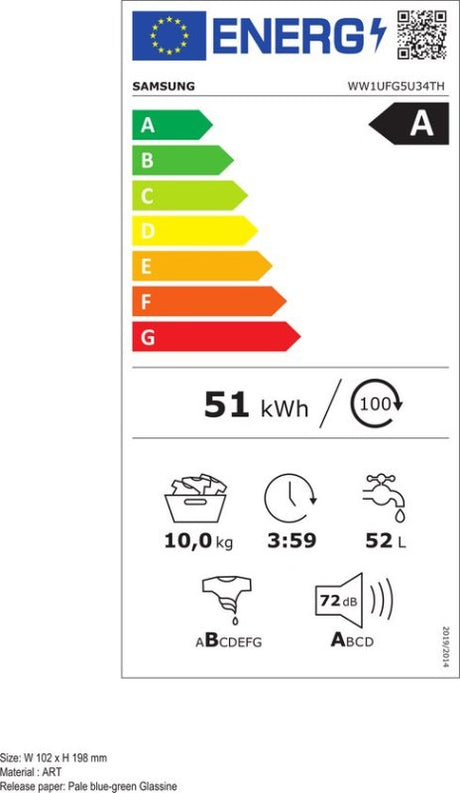 Samsung wasmachine WW1UFG5U34TH - 10 kg - Wit