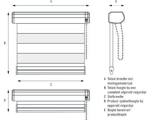 SOLUNA Duo rolgordijn lichtdoorlatend D-R2 ivoor 90x175 cm