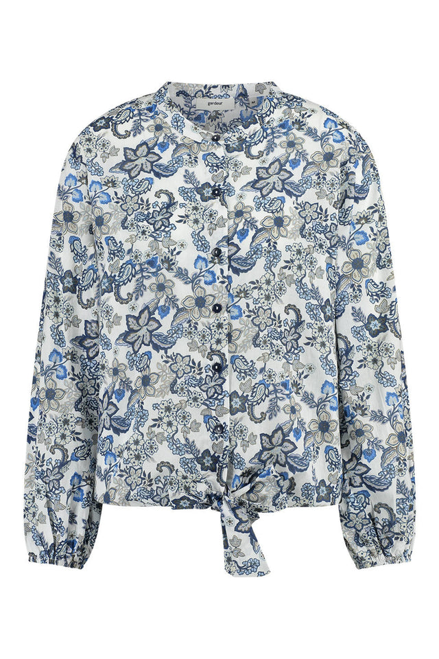 Gardeur gebloemde dames blouse blauw | maat XXL