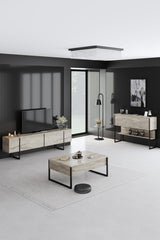 Giga Meubel - Dressoir Travertinlook|Zwart - 120x30x80cm - Luxe