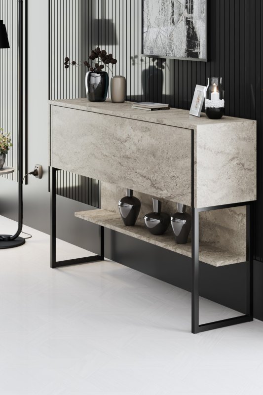Giga Meubel - Dressoir Travertinlook|Zwart - 120x30x80cm - Luxe