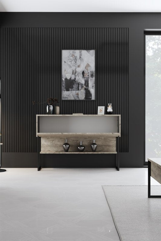 Giga Meubel - Dressoir Travertinlook|Zwart - 120x30x80cm - Luxe