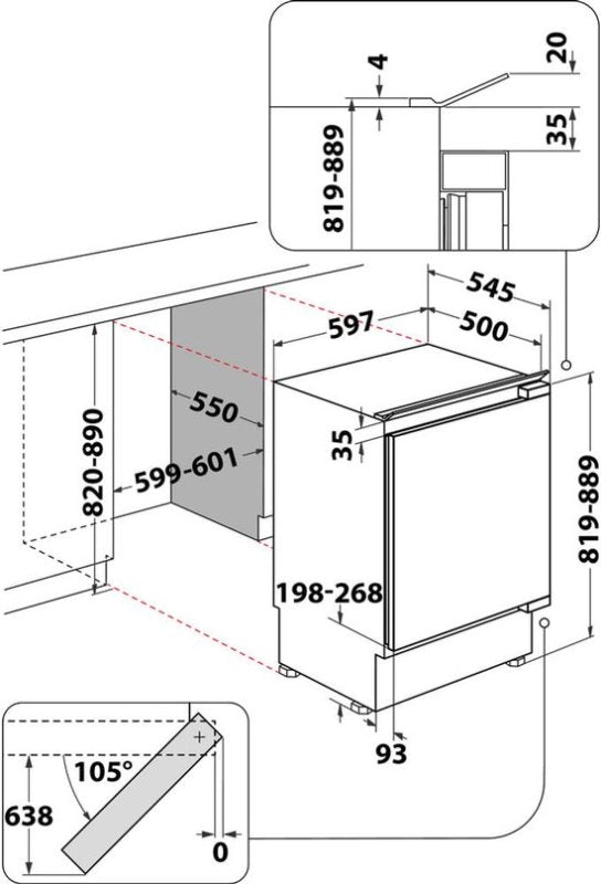 Whirlpool onder/inbouwkoelkast WBUL02 - 144 l - Wit