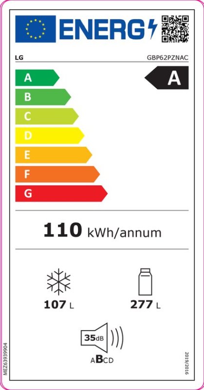 LG koelkast GBP62PZNAC - 384L - RVS 