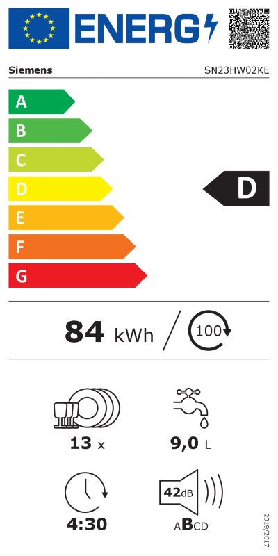 Siemens vaatwasser SN23HW02KE - vrijstaand - Wit