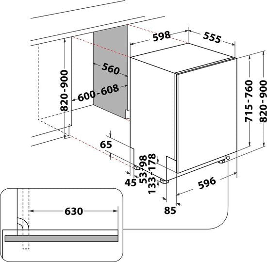 Whirlpool inbouw vaatwasser W7IHP40LC - met besteklade