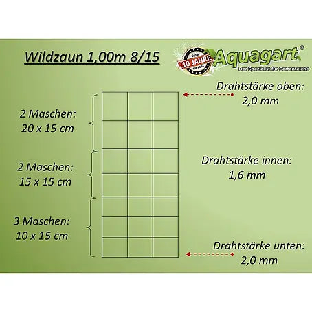 Wildraster / Bosomheining 50 meter – Verzinkt draadgaas 100/08/15 – Geknoopt gaas 