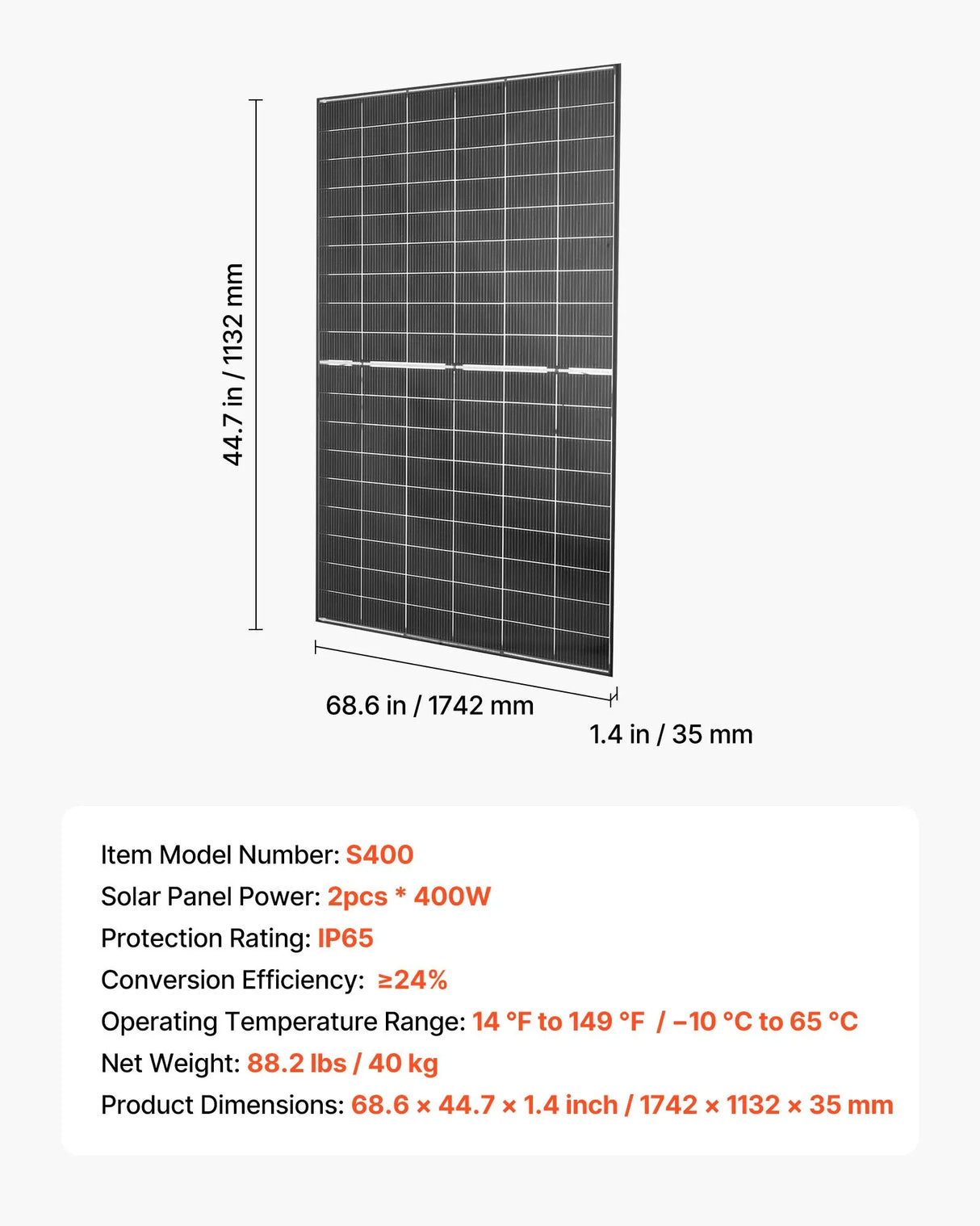 VEVOR Bifaciale Zonnepanelen 2 stuks - 400W