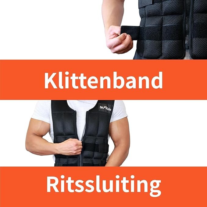 DH FitLife Verstelbaar gewichtsvest 20KG voor spieropbouw en krachttraining | verzwaarde vest | loopvest dames heren | fitness trainingsvest