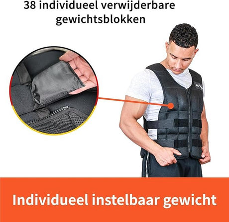 DH FitLife Verstelbaar gewichtsvest 20KG voor spieropbouw en krachttraining | verzwaarde vest | loopvest dames heren | fitness trainingsvest