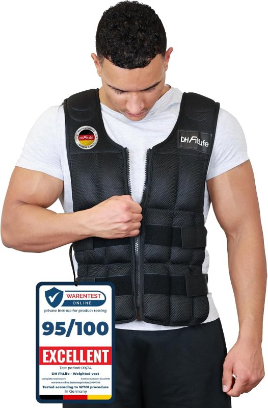 DH FitLife Verstelbaar gewichtsvest 20KG voor spieropbouw en krachttraining | verzwaarde vest | loopvest dames heren | fitness trainingsvest