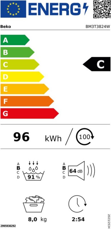 Beko warmtepompdroger BM3T3824W - SteamCure - 8 kg