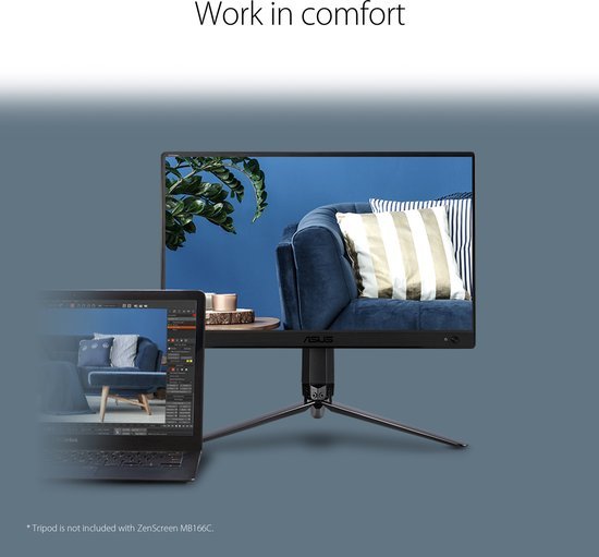 ASUS ZenScreen MB166C - Portable USB-C Monitor - Met Smartcover - 15.6 inch