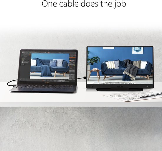 ASUS ZenScreen MB166C - Portable USB-C Monitor - Met Smartcover - 15.6 inch