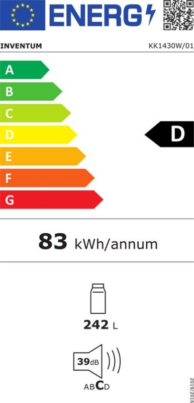 Inventum koelkast KK1430W - 143 cm hoog - Wit