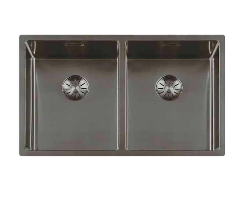 Lorreine 3434SP-Gunmetal Luxe Dubbele Keukenspoelbak Gun Metal 34 x 40 + 34 x 40 Onderbouw – Vlakbouw – Opbouw