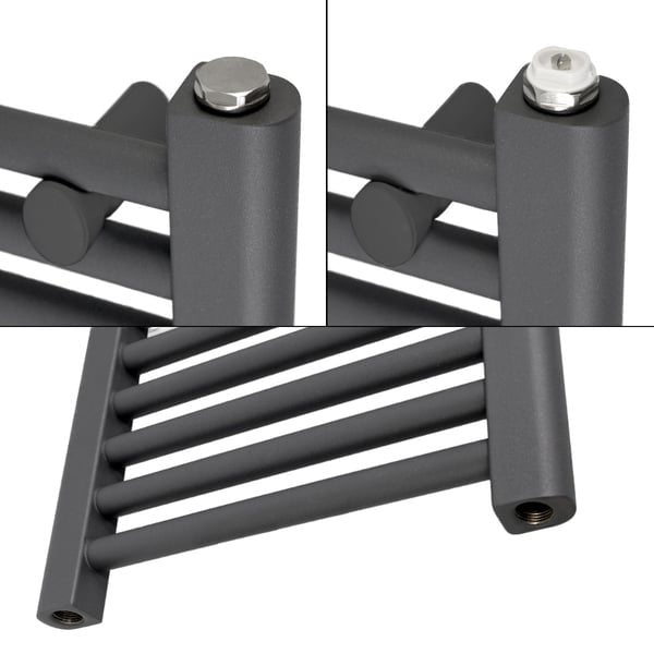 Badkamerradiator Sahara met zijaansluiting, handdoekradiator in antraciet, 40 × 80 cm + elektrisch verwarmingselement 300W grafiet