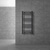 Badkamerradiator Sahara met zijaansluiting, handdoekradiator in antraciet, 40 × 80 cm + elektrisch verwarmingselement 300W grafiet