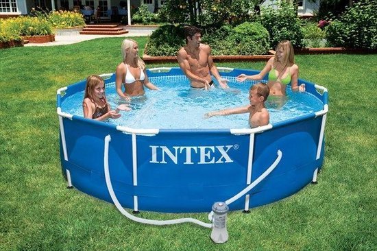 Intex Metal Frame zwembad 305 x 76 cm-met 12-Volt filterpomp