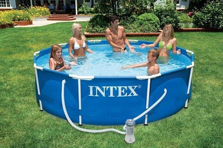 Intex Metal Frame zwembad 305 x 76 cm-met 12-Volt filterpomp