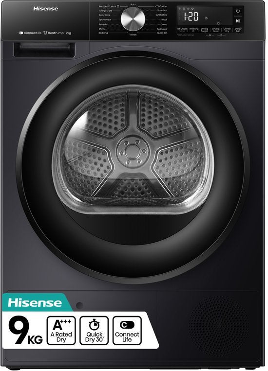Hisense warmtepompdroger 3S Serie DH3S902BB3 - Zwart