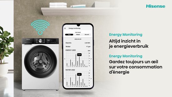 Hisense wasmachine WF5I8043BWF - Wi-Fi