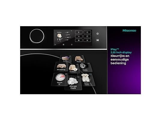 Hisense wasmachine WF5I1045BBQ - Zwart - 10,5 kg